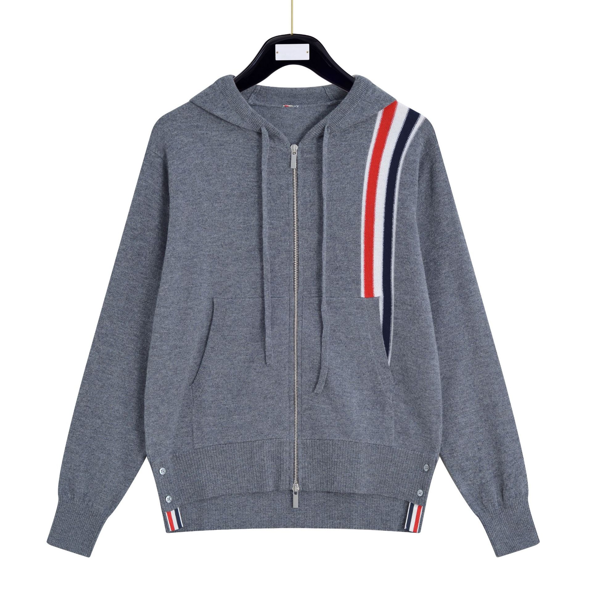 thom birucro秋冬季侧边四杠羊毛拉链帽衫tb情侣款潮流时尚外套