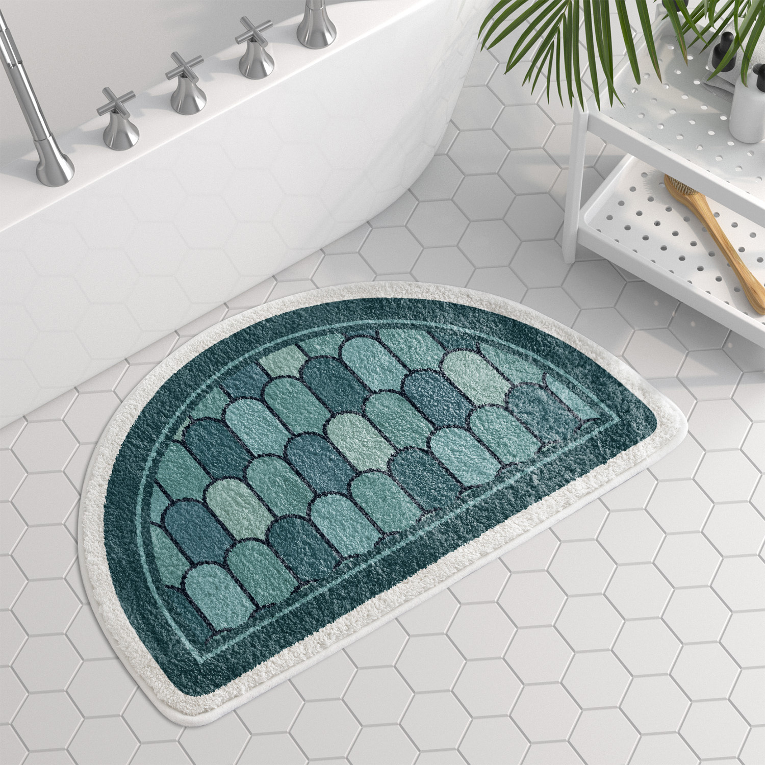 Retro Nordic Pattern Ins Style Cashmere-like Semicircle Toilet Floor Mat Bathroom Door Non-Slop Mats Absorbent Floor Mat