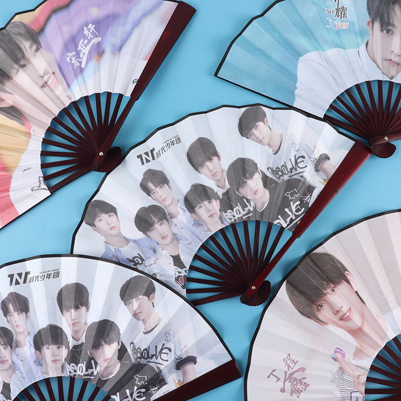 tnt时代少年团折叠扇子宋亚轩刘耀文丁程鑫同款学生绢布折扇竹扇