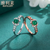 925 Sterling Silver Retro court Opening design Chrysoprase Ring Hollow carving Set Foreign trade new pattern