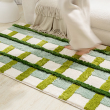 小清新编织格卧室床边毯家用卧室防滑耐磨易打理脚垫沙发茶几垫