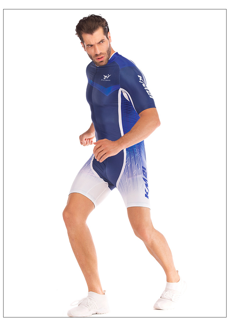 km21短袖轮滑服 速滑运动服 弹力透气连体比赛服