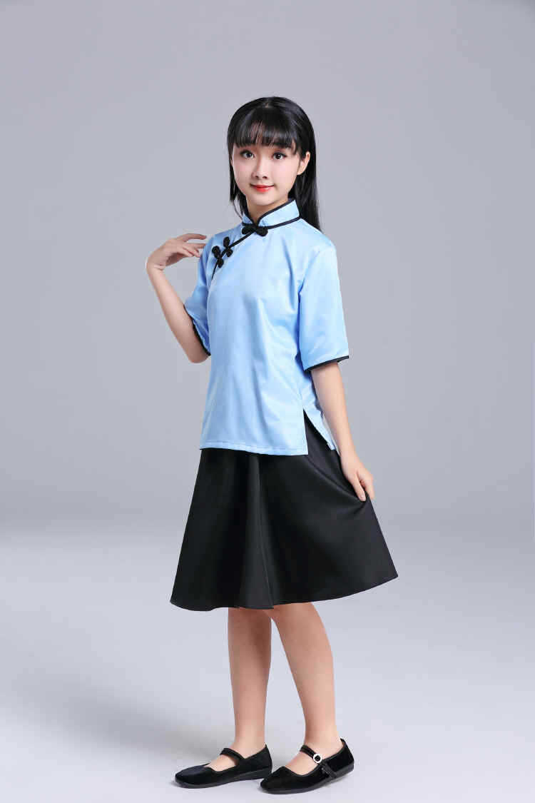 儿童民国服装五四青年装民国学生装元旦朗诵演出服合唱中山装女童