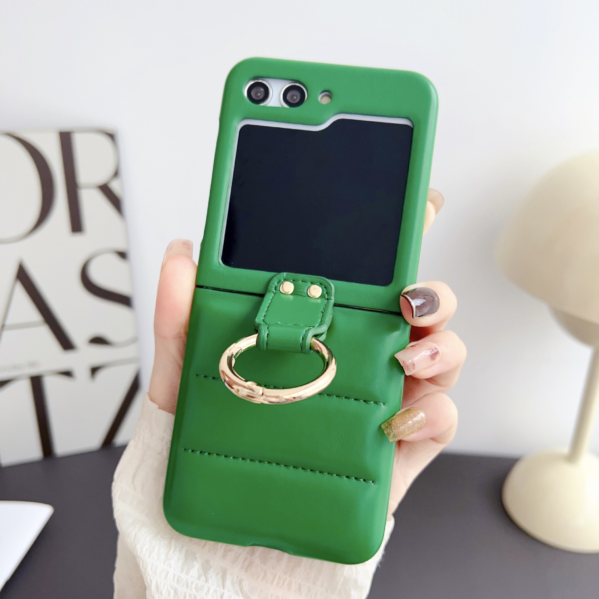 适用于三星z flip5手机壳 三星折叠手机5代羽绒服指环