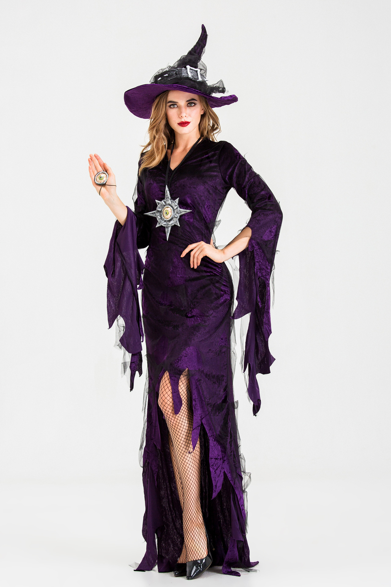 万圣节服装成人女巫婆巫婆装紫色酒吧派对表演出服角色扮演舞台装