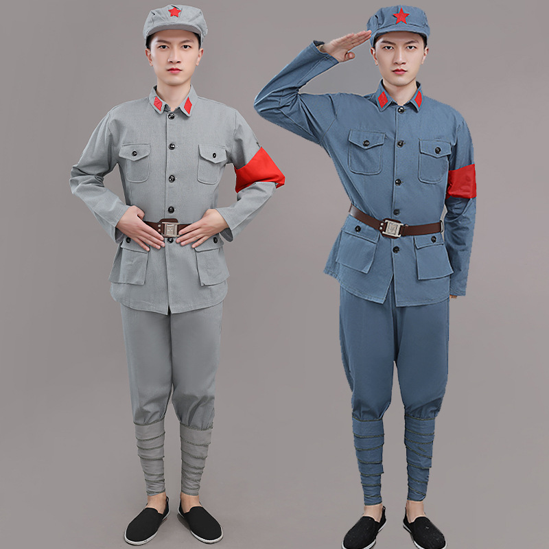 成人红军八路军衣服演出服志愿军棉麻65式老军装红卫兵服抗战服装