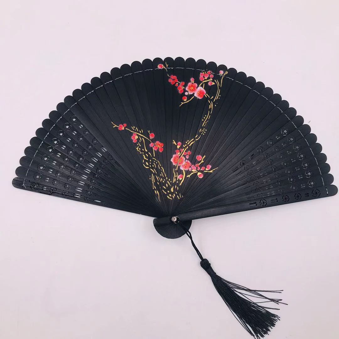 parfois手绘梅花折扇 镂空女扇 全竹扇骨 礼品扇子 古风 折扇定 制