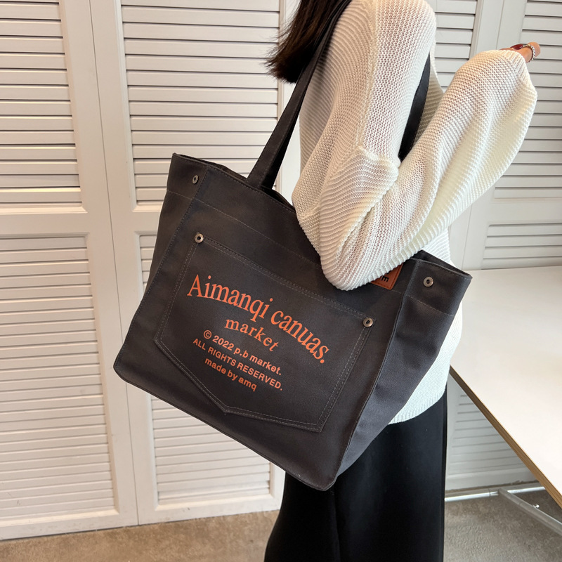 Simple Casual Canvas Shoulder Bag 2022 New Internet Hot Fashionable Large Capacity Underarm Bag Letters Handbags for Women