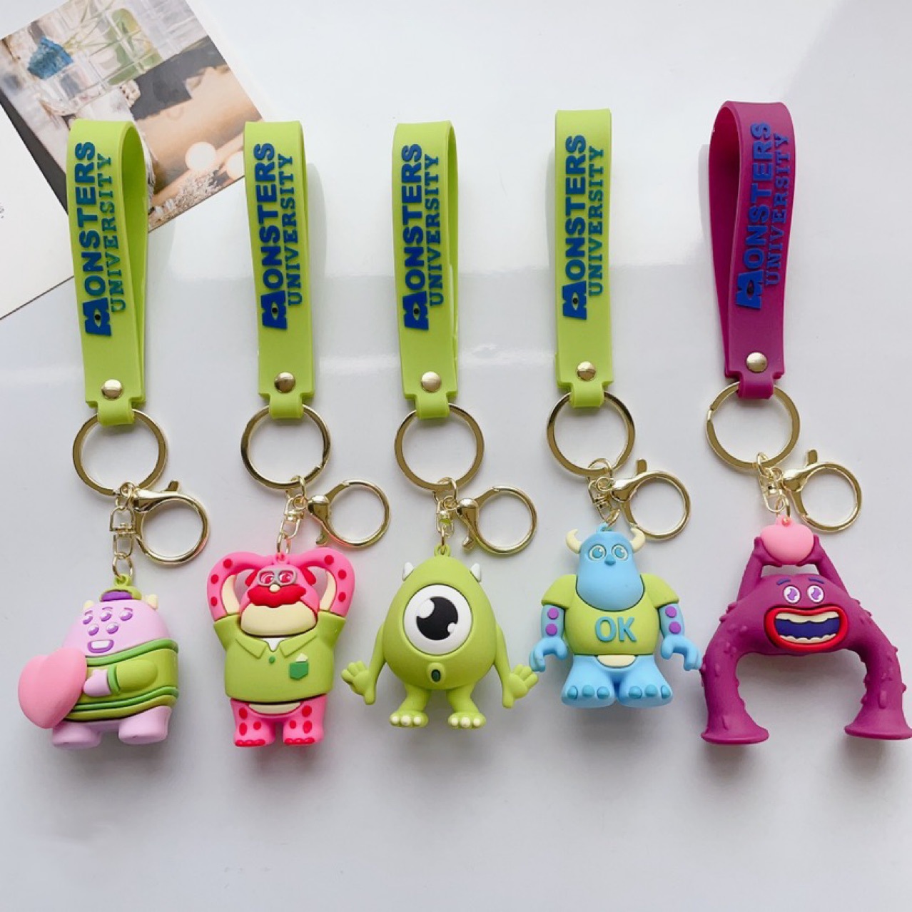 New Creative Monster University Keychain Doll Pixar Three-Eyed Alien Cute Backpack Car Trinkets Wholesale