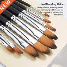 9Pcs Artist Paint Brushes Nylon Filbert Paint Long Handle Pa