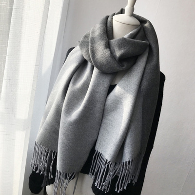 Self-Retained Soft Girl Scarf Winter Korean Style Versatile Double-Sided Solid Color Scarf Long Thickened Warm Shawl