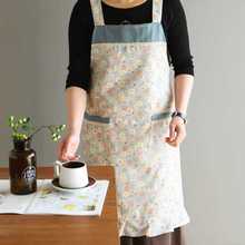 W9R8603韩版时尚双层防水厨房做饭背带围裙女士田园碎花反穿罩衣