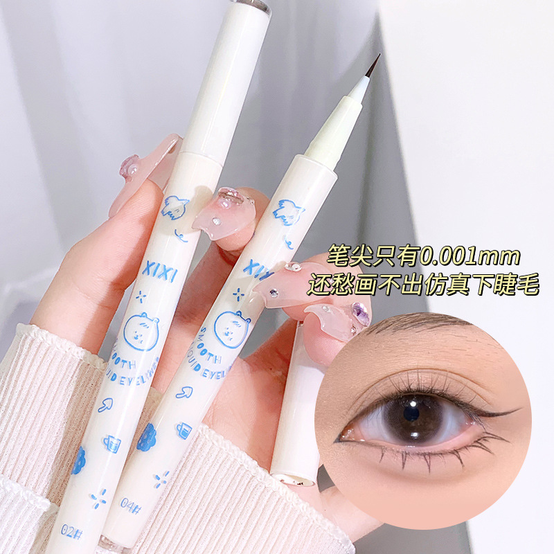 Xixi Cute Bear Soft Smooth Eyeliner Ultra-Fine Waterproof Oil-Proof Not Smudge Novice Eyelash Crouching Silkworm Pen Wholesale