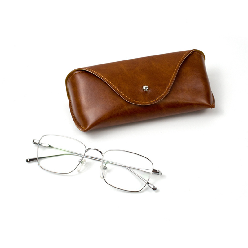 手工植鞣革真皮眼镜盒手工缝制牛皮眼镜套眼镜真皮防尘保护套