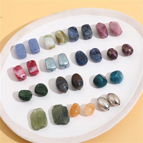 日系晕染异形几何复古彩色串珠diy手工耳环手链项链饰品配件材料