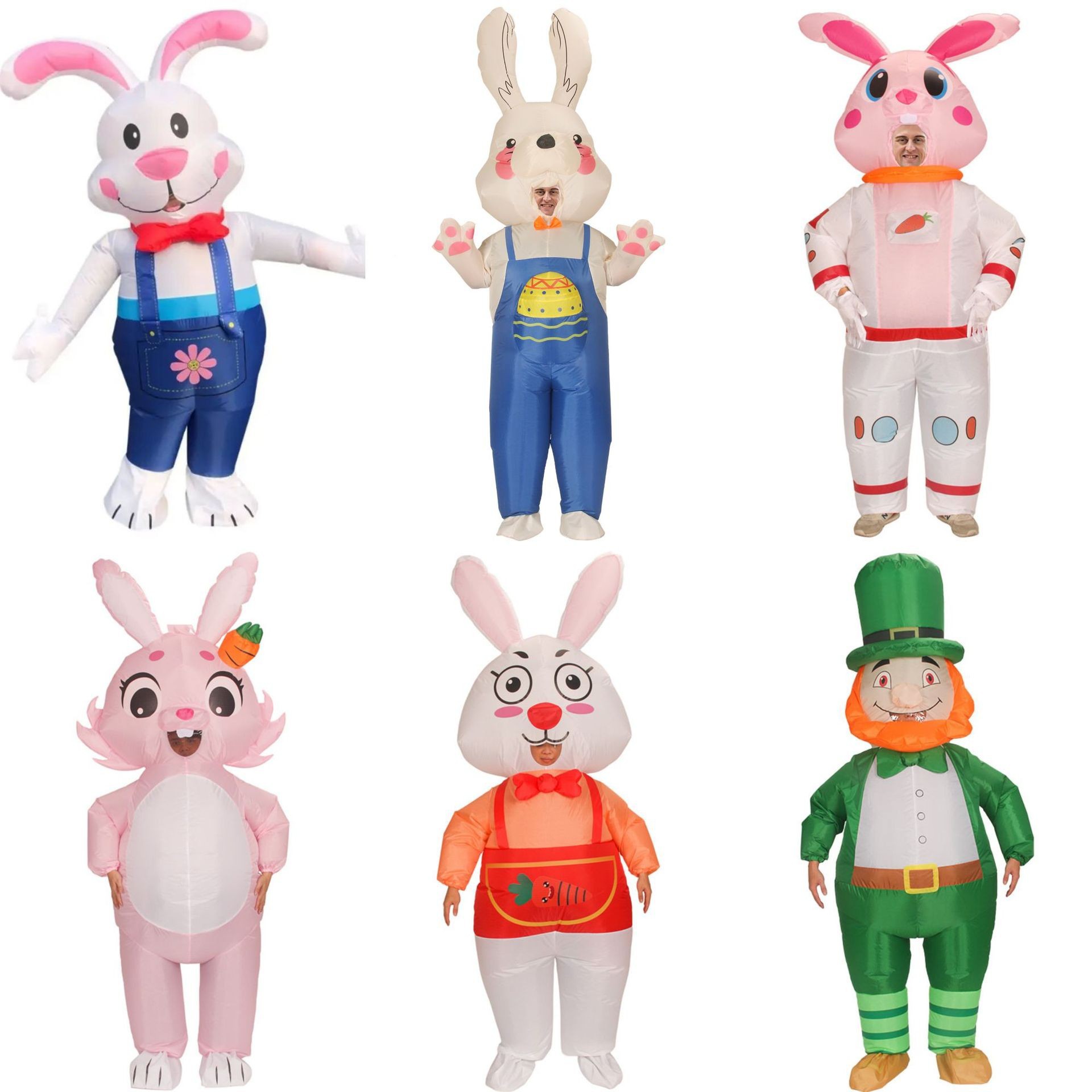 爱尔兰节万圣节角色扮演服饰复活节兔子背带裤领结绿帽人充气服装