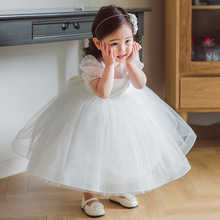 儿童礼服2024新款女童演出服白色蕾丝周岁礼服宝宝生日儿童公主裙