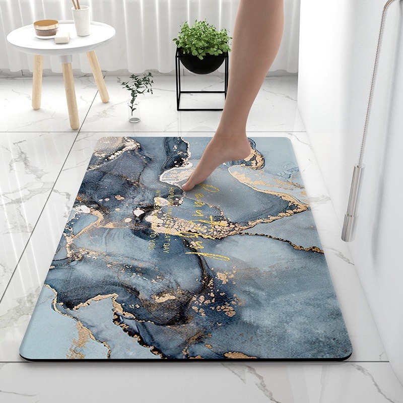 Marble Bathroom Absorbent Floor Mat Toilet Quick-Drying Foot Mat Door Mat Non-Slip Soft Diatom Ooze Floor Mat