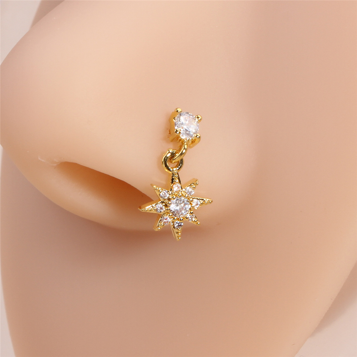 星星微镶锆石直针鼻钉 身体穿刺首饰 欧美新款流行穿刺鼻环-阿里巴巴
