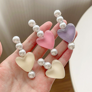 新款甜美爱心珍珠发夹可爱少女碎发边夹前额刘海夹发卡鸭嘴夹发饰