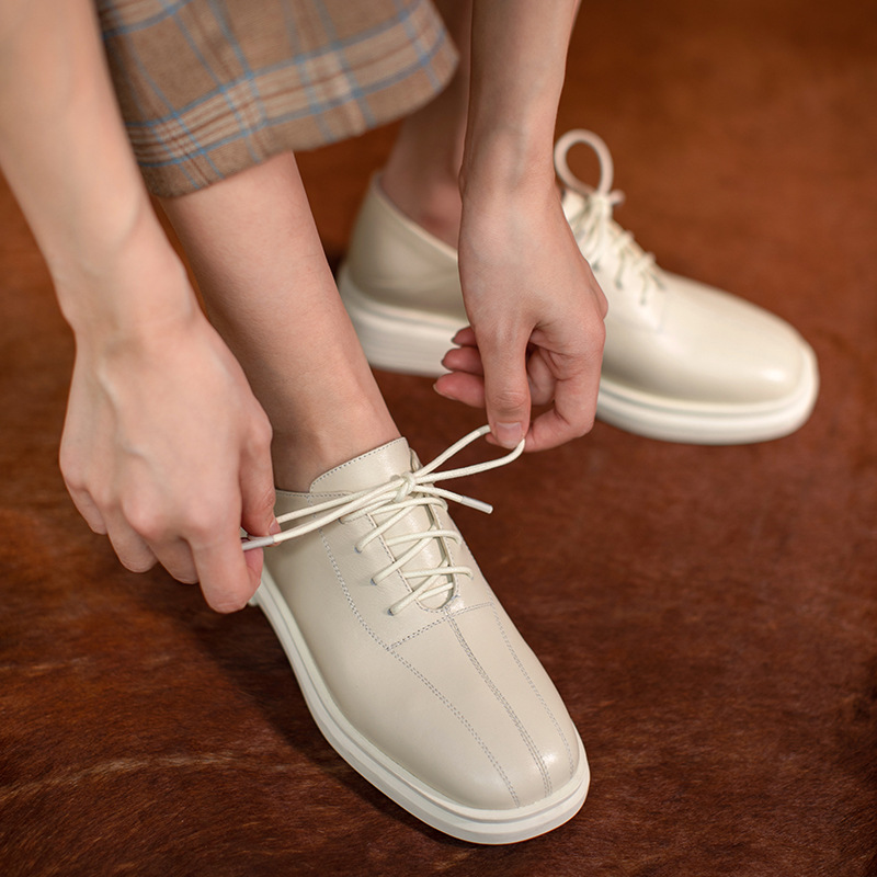 学院风百搭日系乐福鞋2021春季新款踩脚低跟单鞋女真皮平底鞋休闲