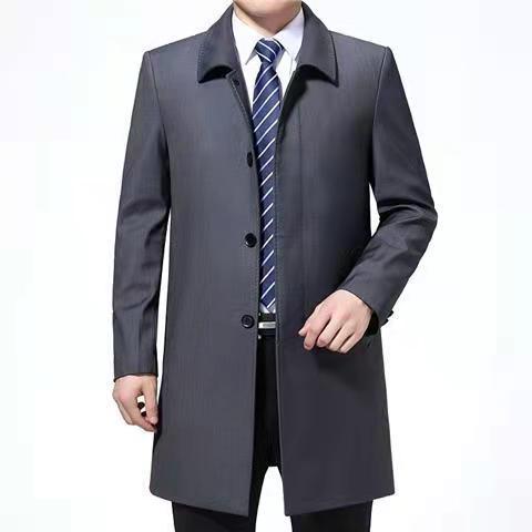 领导干部风衣外套中老年男士春秋中长款大衣官员公务员夹克爸爸装