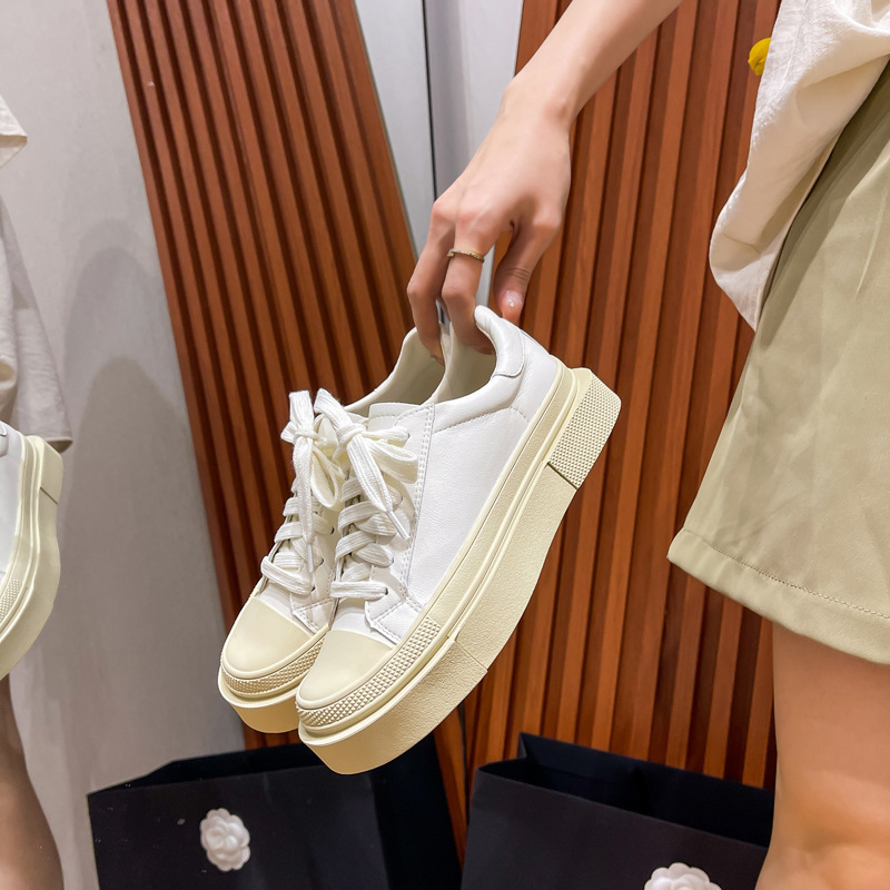 2024新款时尚小白鞋女小众厚底高级感休闲鞋女夏季学生增高小个子
