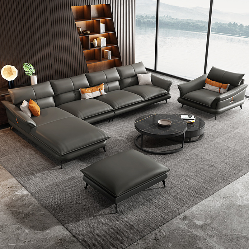 新款真皮沙发意式极简头层牛皮简约现代客厅家具北欧贵妃皮艺沙发