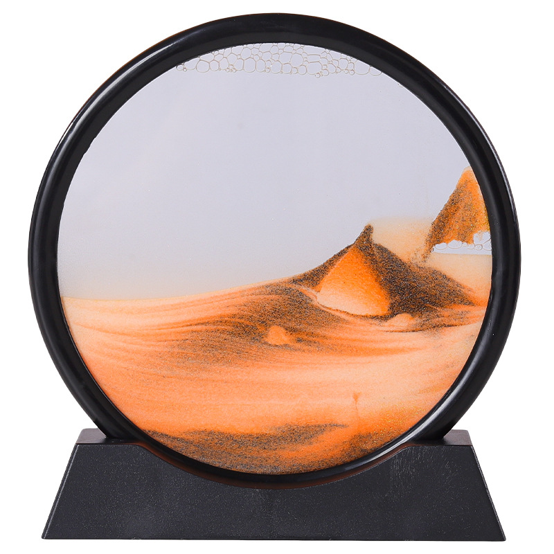 Wholesale Creative and Slightly Luxury 3D Quicksand Painting Ornaments Living Room Home Decoration Office Desk Surface Panel Glass Sand Clock Crafts