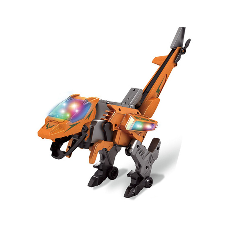 跨境儿童电动飞机变形恐龙玩具带灯光仿真音效万向行走飞机模型