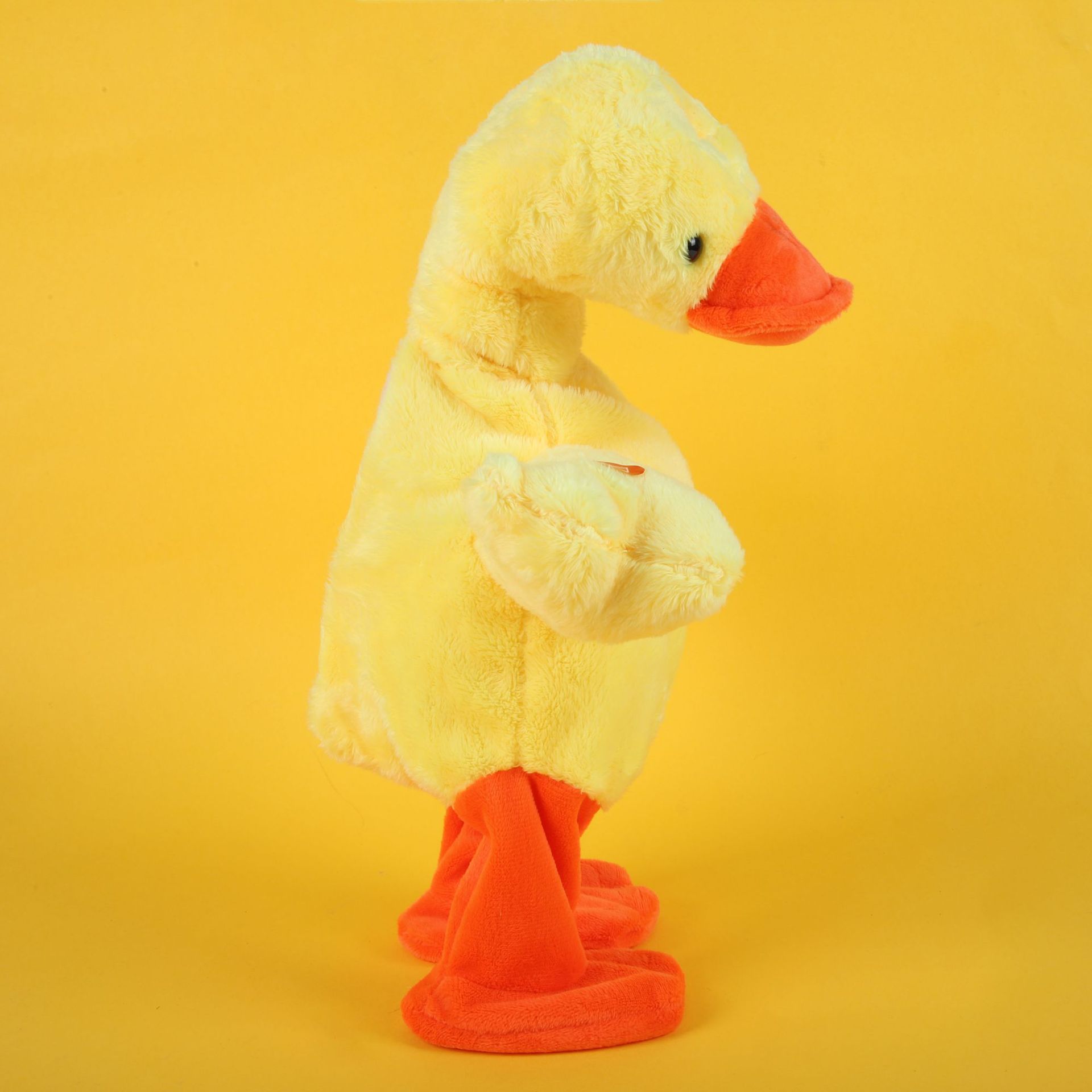 Neck Lifting Duck Plush Toy Electric Small Yellow Duck Tongue Speaking Singing Walking Duck Gift with Tuning Function