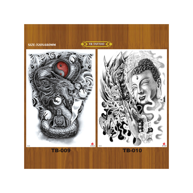 纹身贴佛祖佛头后背满背纹身贴防水男女持久仿真刺青纹身贴纸
