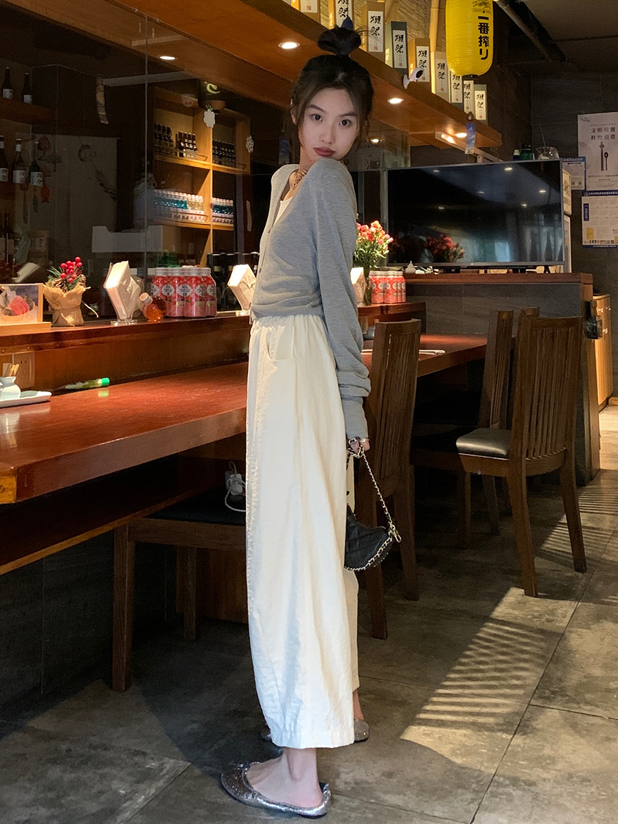 Nantao Summer Pleated Simple High Waist Wide-Leg Casual Pants Women's Thin Cool Loose Slimming Harem Ankle-Length Pants