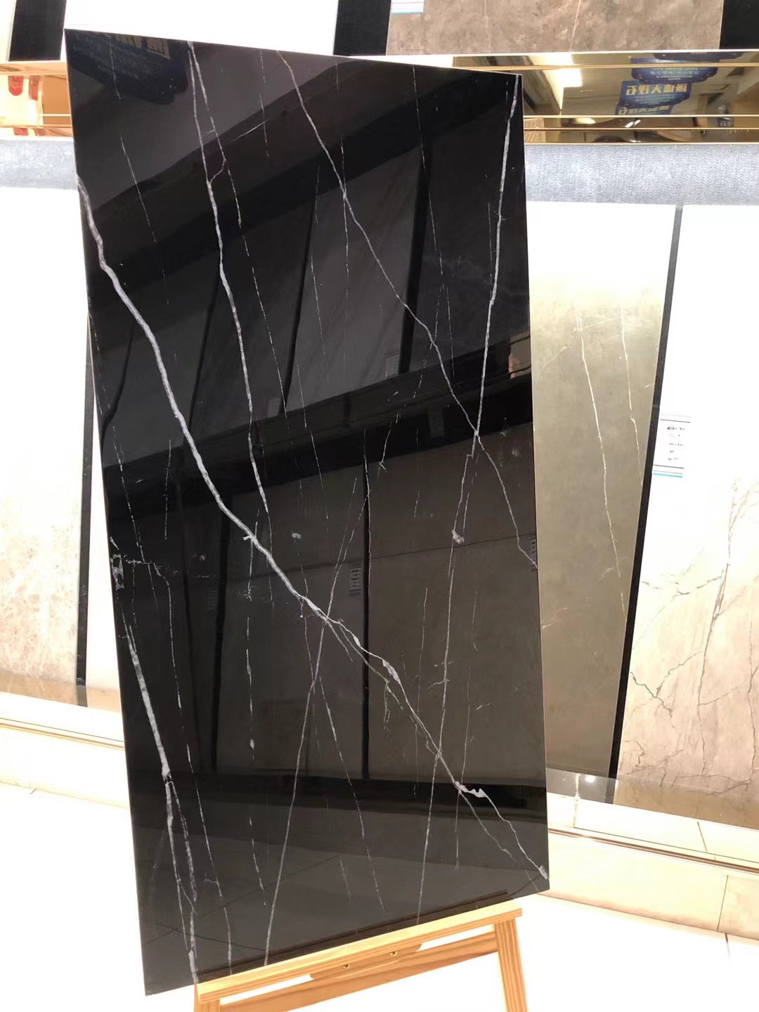 新款黑白根白色瓷砖600×1200简约电视背景墙客厅卧室地砖