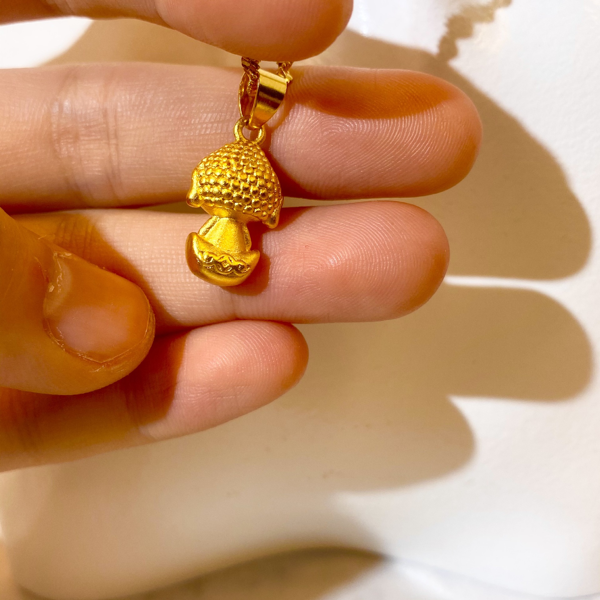 古法越南沙金小福佛小萌佛吊坠项链黄铜镀金本命年礼物直播热销