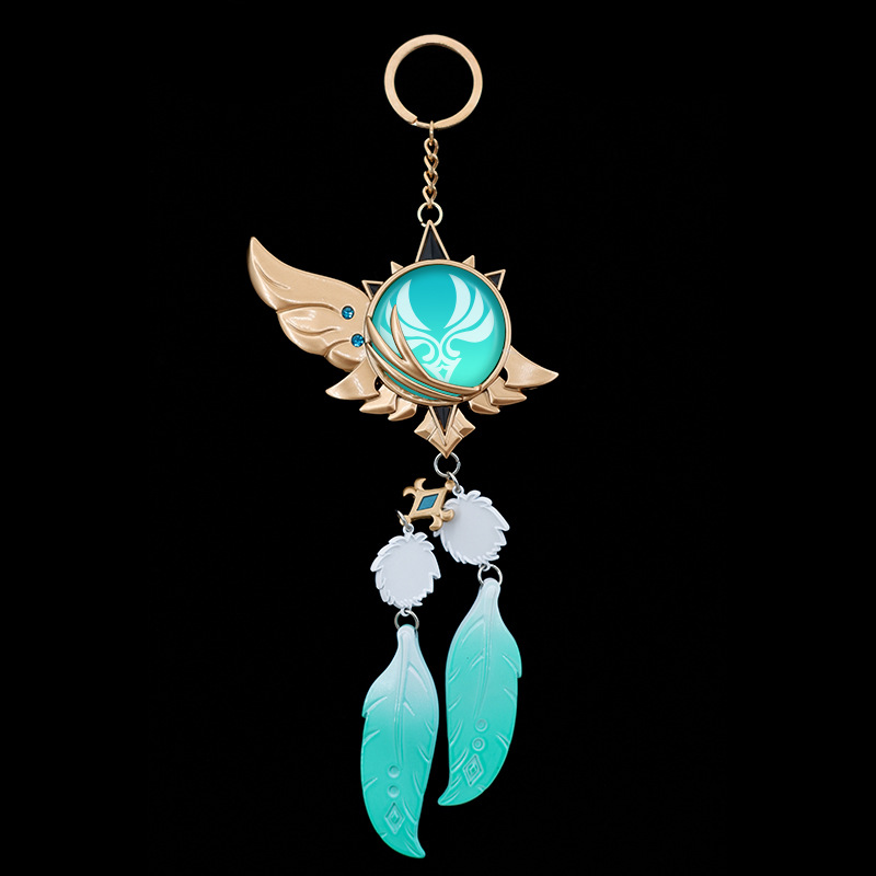 二次元 源神周边 神之眼风温迪带穗 风神钥匙扣合金挂件批发代发
