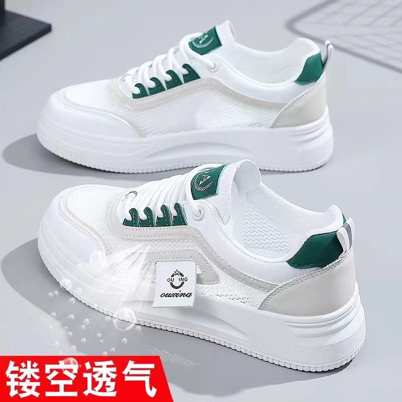 夏季缕空网面透气爆款板鞋女休闲百搭厚底网鞋时尚小白鞋-阿里巴巴