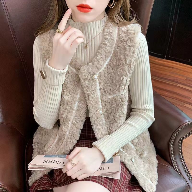 Lamb Wool Vest Women's 2023 Autumn and Winter New Classic Style Fur-like Rabbit Fur Waistcoat Loose Vest Coat