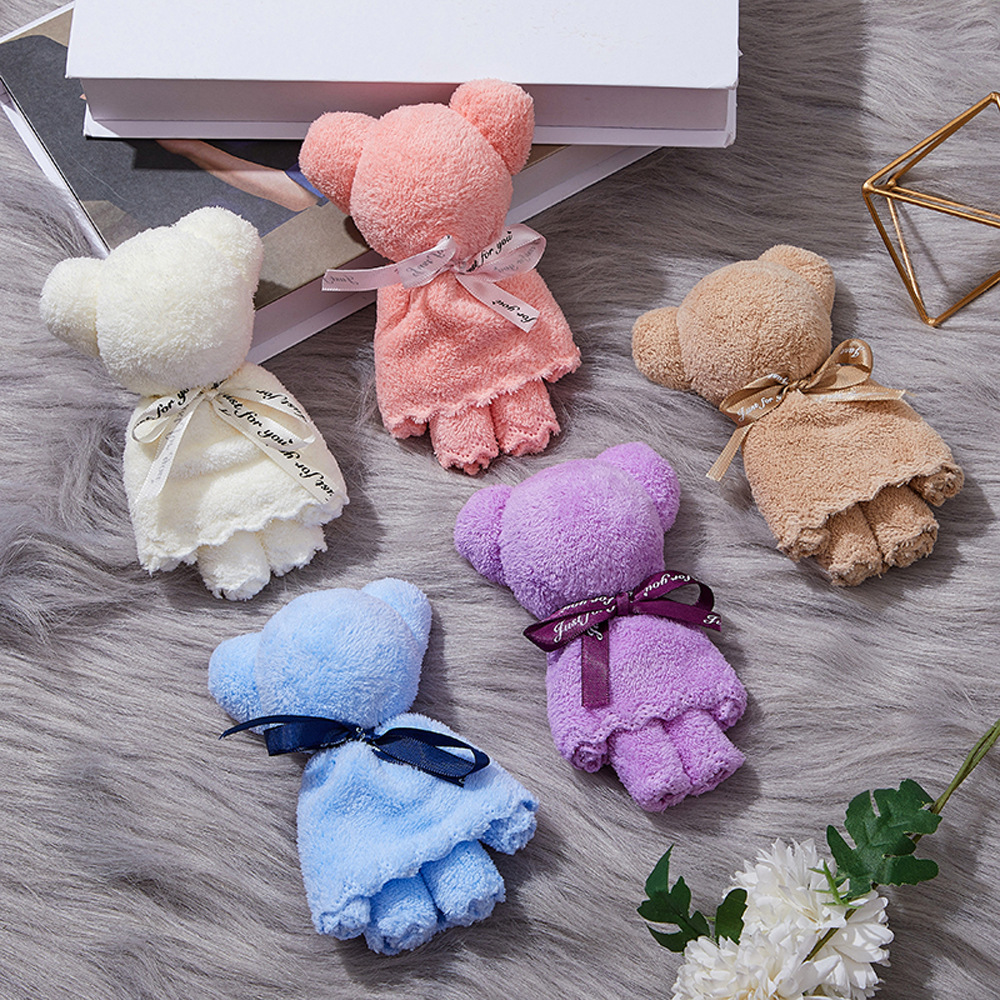 小熊造型毛巾洗脸毛巾娃娃伴手礼批发礼品店庆手提袋纱袋蛋糕毛巾