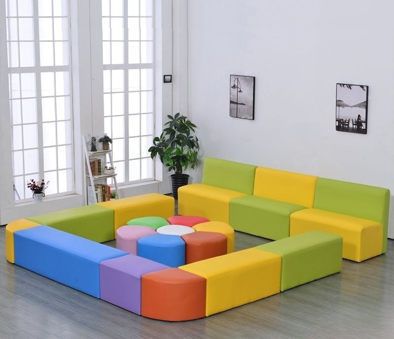 儿童长方围凳软包沙发凳子幼儿园商场软体组合长条凳子围栏舒适