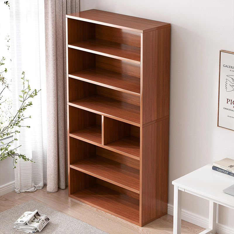 实木色书柜置物柜客厅收纳柜一体带门简易小柜子储物柜书架展示柜