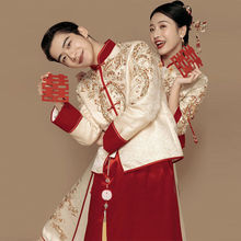 中式婚服秀和服金色秀禾服2023新娘新款结婚薄款礼服男女套装嫁衣