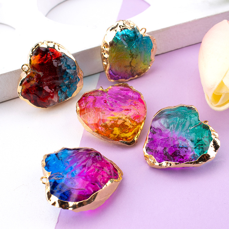 七彩石吊坠 水晶宝石吊坠 玻璃挂坠 水晶项链吊坠 七彩水晶吊坠
