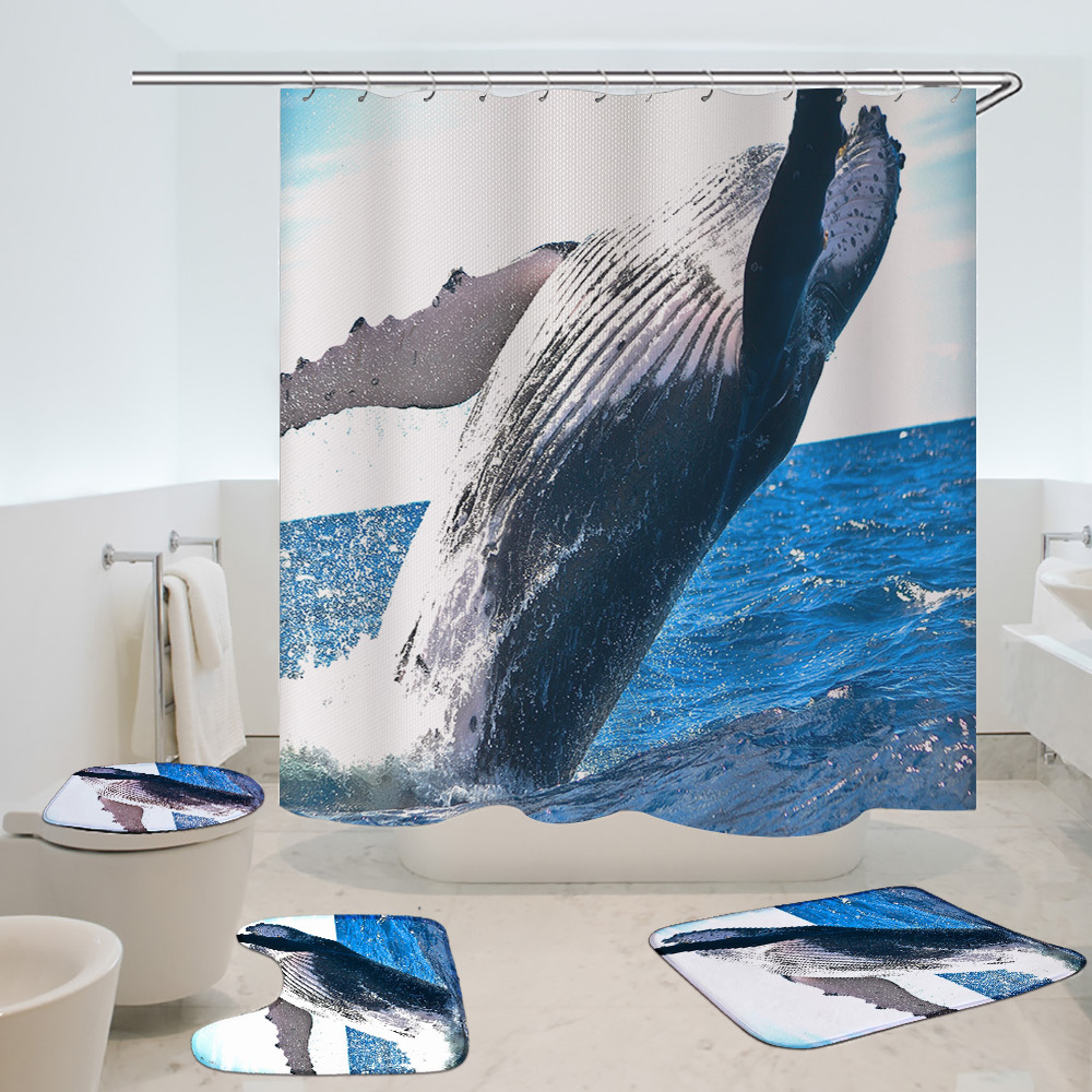 Underwater World Shower Curtain Water-Repellent Cloth 3D Printing Decoration Waterproof Curtain Polyester Shower Partition Curtain Bathroom Curtain Amazon