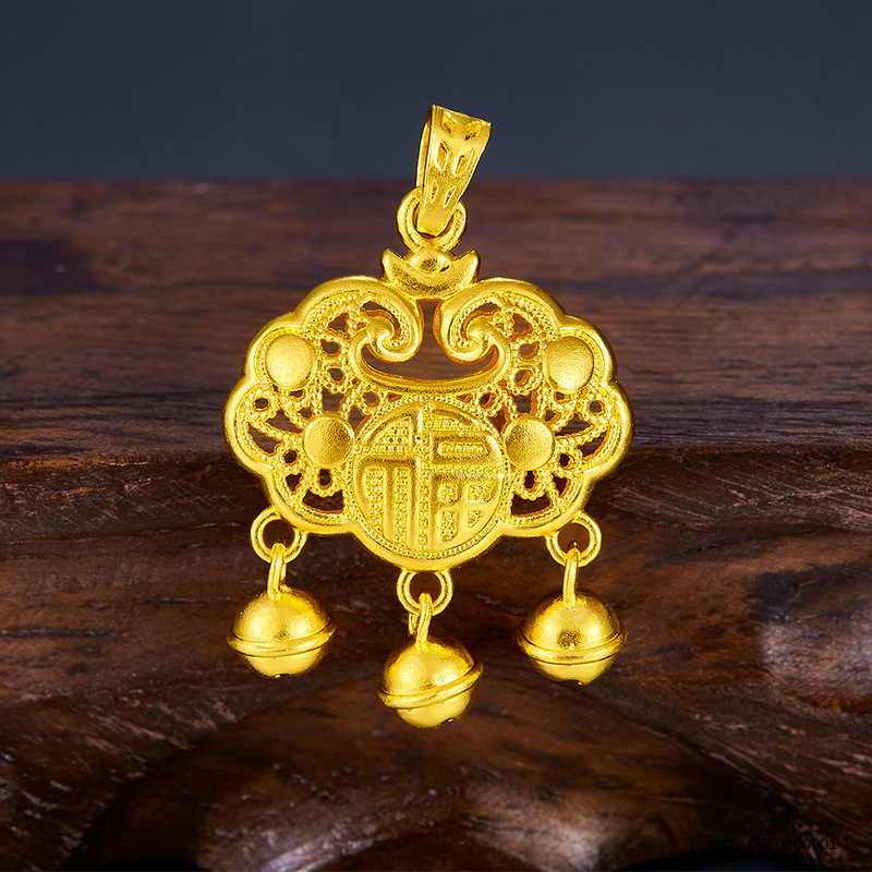 链接为定金长命平安锁福字吊坠女999足金铃铛金锁婴儿项链-阿里巴巴