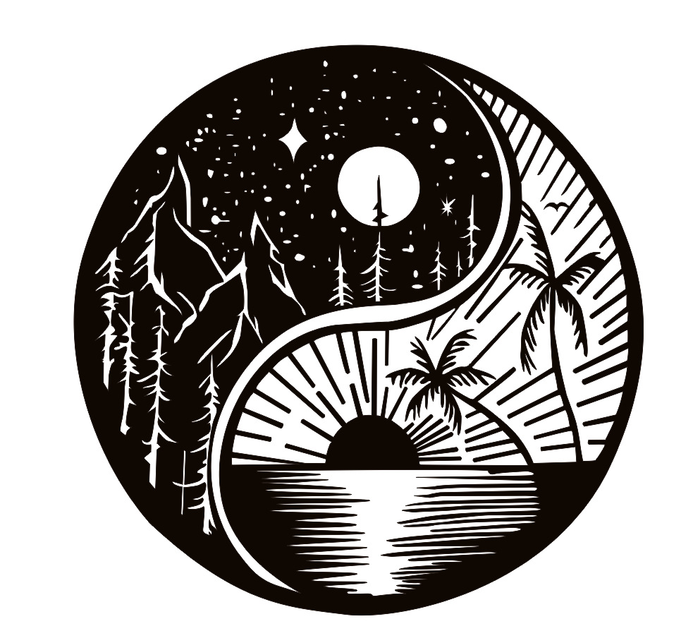 太极图月亮外贸墙贴客厅卧室背景墙面装饰铁艺