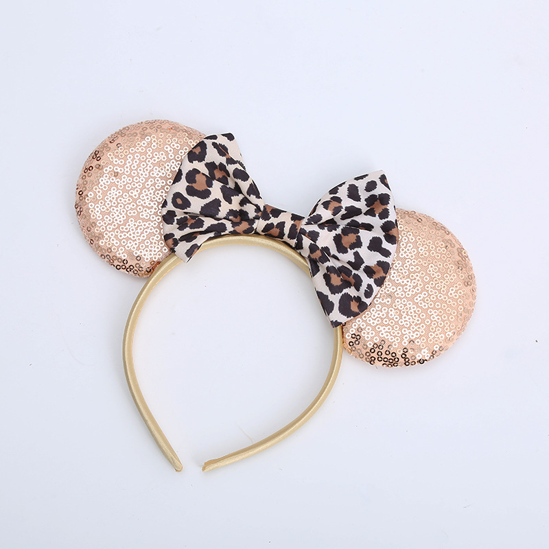 Sequin Bow Headband European and American Mickey Ear Headband Cute Cartoon Minnie Hair Band Hair Ring