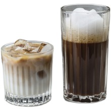 QD4Dins风咖啡馆美式拿铁冰咖啡杯冷萃摩卡古典复古家用条纹玻璃