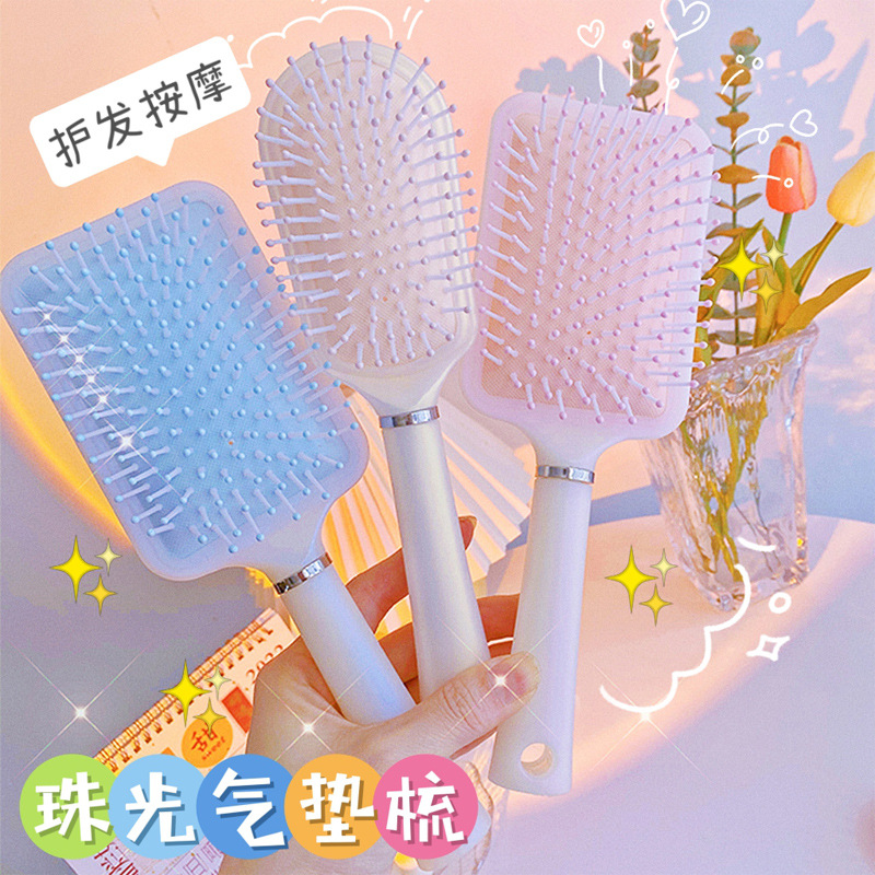 spot mermaid air cushion vent comb pink fluorescent comb japanese and korean household daily necessities girl student large plate comb