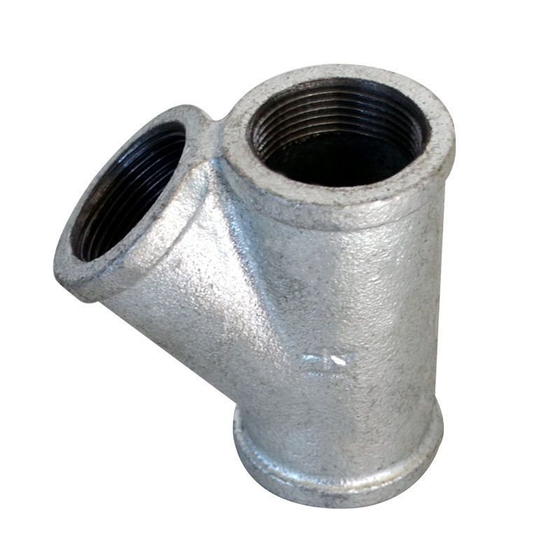 热镀锌斜三通4分6分1寸玛钢管件dn32/40内丝y型三通2寸货架三通50